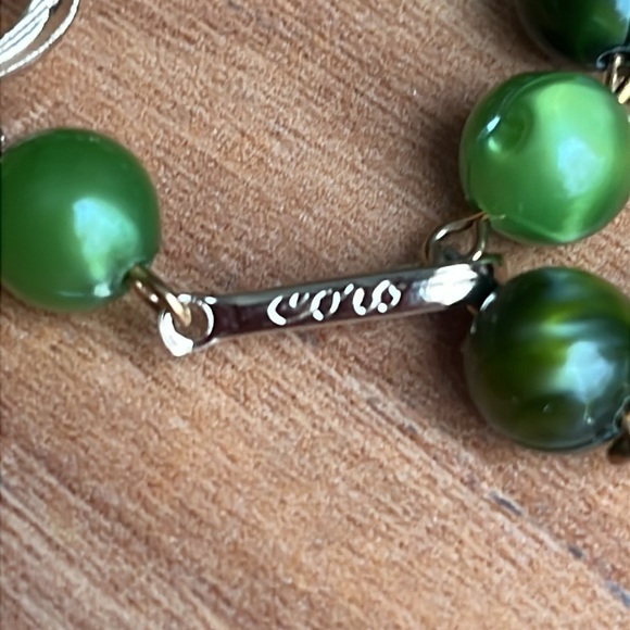 Vintage CORO 2 strand marbled green graduated bead necklace - Picture 5 of 7